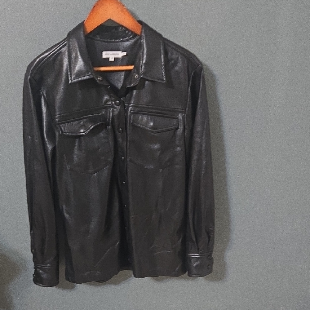 Good American Black Shirt Jacket